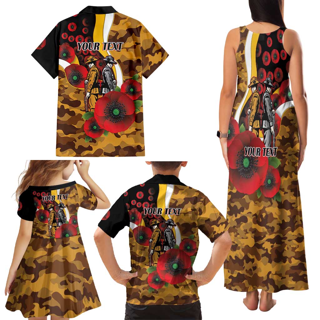 Hawthorn Hawks ANZAC Personalised Family Matching Tank Maxi Dress and Hawaiian Shirt Lest We Forget Poppy Camo