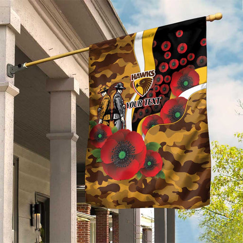 Hawthorn Hawks ANZAC Personalised Garden Flag Lest We Forget Poppy Camo