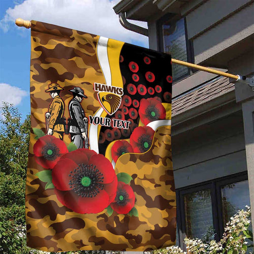 Hawthorn Hawks ANZAC Personalised Garden Flag Lest We Forget Poppy Camo