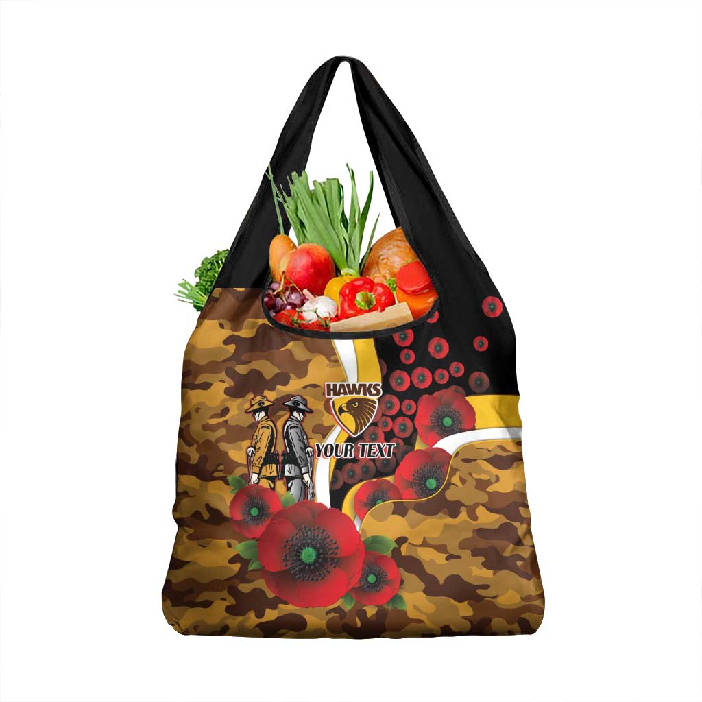 Hawthorn Hawks ANZAC Personalised Grocery Bag Lest We Forget Poppy Camo