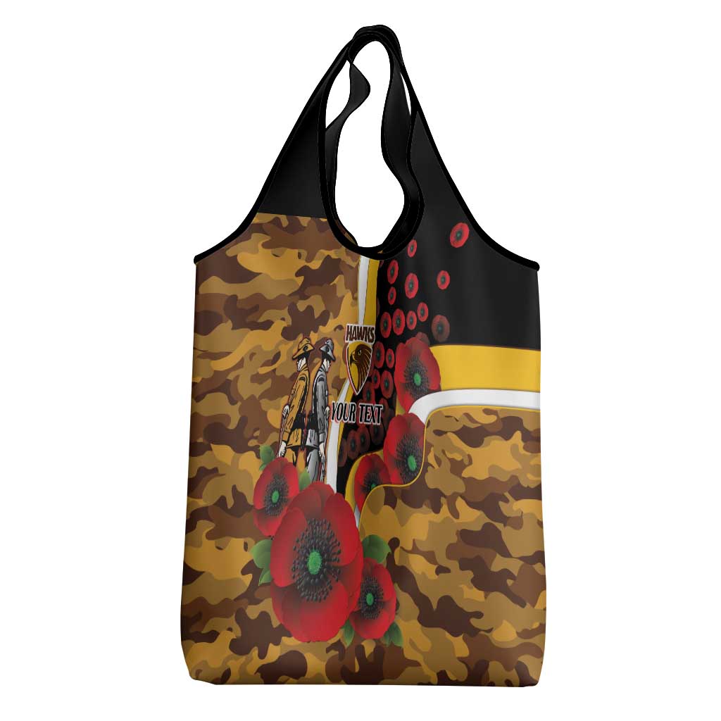 Hawthorn Hawks ANZAC Personalised Grocery Bag Lest We Forget Poppy Camo