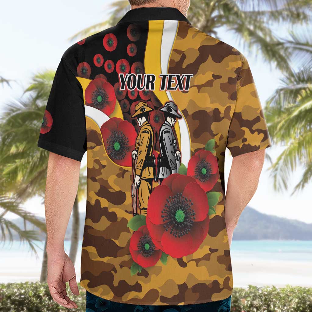 Hawthorn Hawks ANZAC Personalised Hawaiian Shirt Lest We Forget Poppy Camo