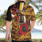 Hawthorn Hawks ANZAC Personalised Hawaiian Shirt Lest We Forget Poppy Camo