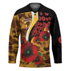Hawthorn Hawks ANZAC Personalised Hockey Jersey Lest We Forget Poppy Camo