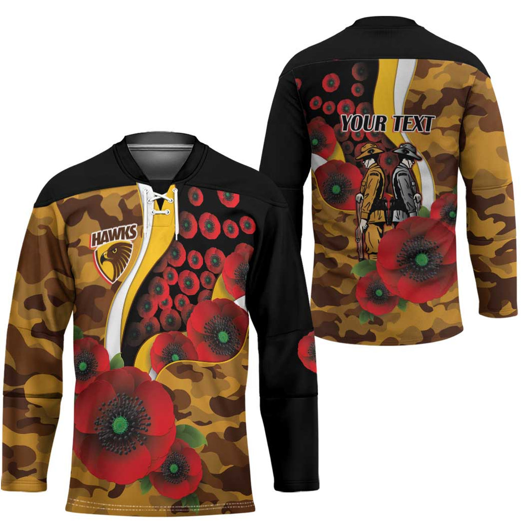 Hawthorn Hawks ANZAC Personalised Hockey Jersey Lest We Forget Poppy Camo