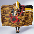 Hawthorn Hawks ANZAC Personalised Hooded Blanket Lest We Forget Poppy Camo