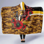 Hawthorn Hawks ANZAC Personalised Hooded Blanket Lest We Forget Poppy Camo
