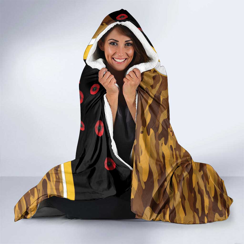 Hawthorn Hawks ANZAC Personalised Hooded Blanket Lest We Forget Poppy Camo