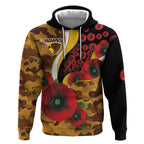Hawthorn Hawks ANZAC Personalised Hoodie Lest We Forget Poppy Camo