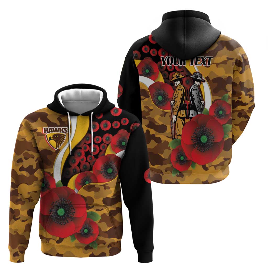 Hawthorn Hawks ANZAC Personalised Hoodie Lest We Forget Poppy Camo