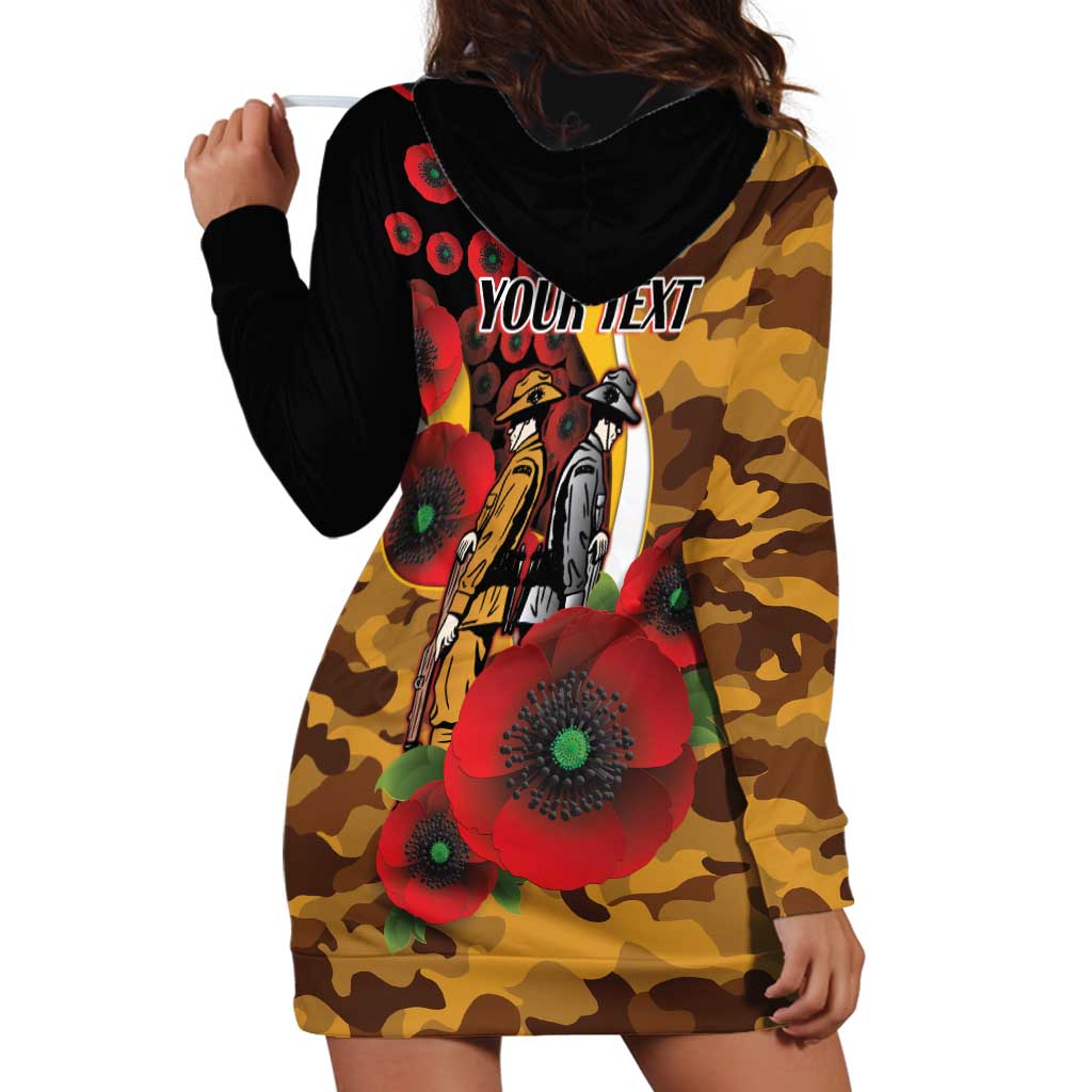 Hawthorn Hawks ANZAC Personalised Hoodie Dress Lest We Forget Poppy Camo