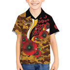 Hawthorn Hawks ANZAC Personalised Kid Hawaiian Shirt Lest We Forget Poppy Camo