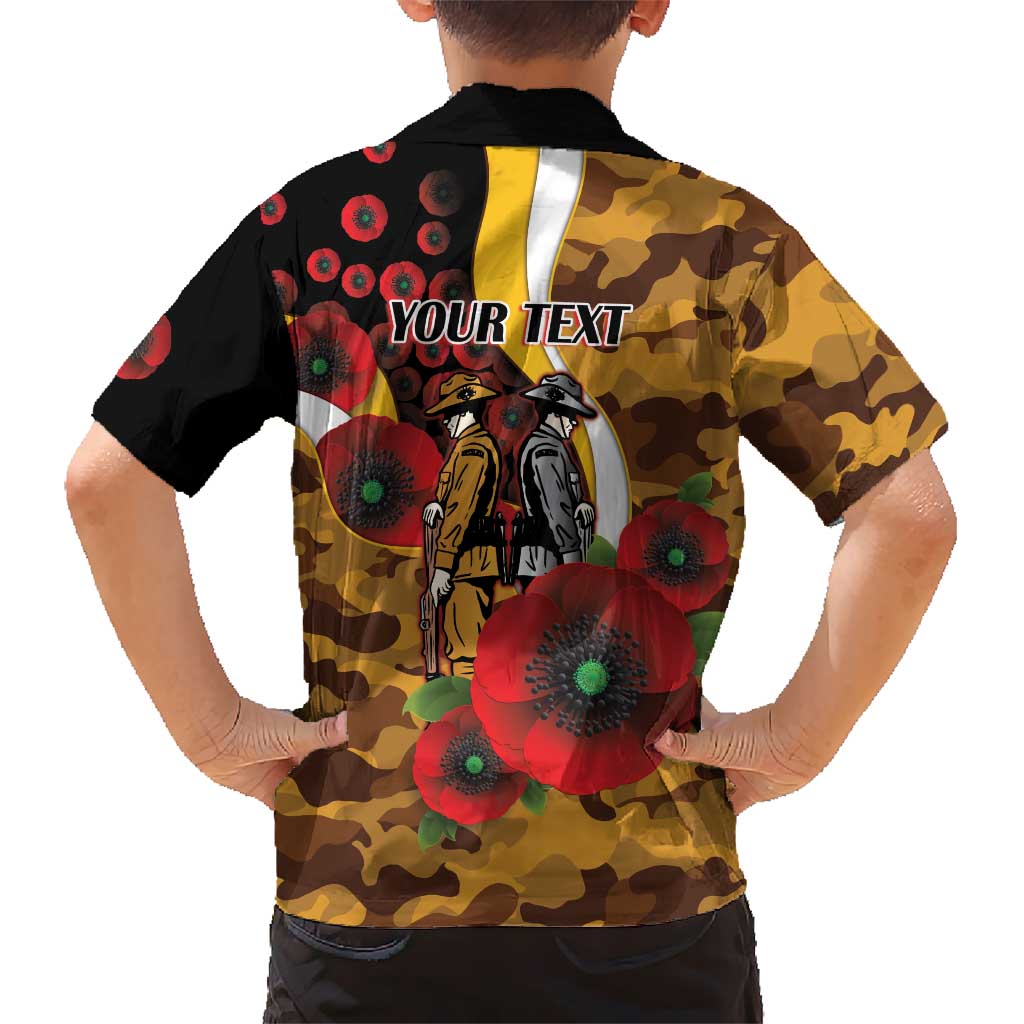 Hawthorn Hawks ANZAC Personalised Kid Hawaiian Shirt Lest We Forget Poppy Camo
