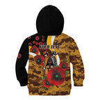 Hawthorn Hawks ANZAC Personalised Kid Hoodie Lest We Forget Poppy Camo