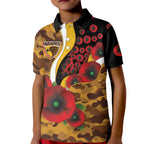 Hawthorn Hawks ANZAC Personalised Kid Polo Shirt Lest We Forget Poppy Camo