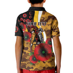 Hawthorn Hawks ANZAC Personalised Kid Polo Shirt Lest We Forget Poppy Camo