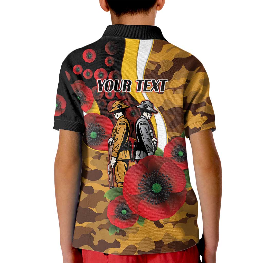 Hawthorn Hawks ANZAC Personalised Kid Polo Shirt Lest We Forget Poppy Camo