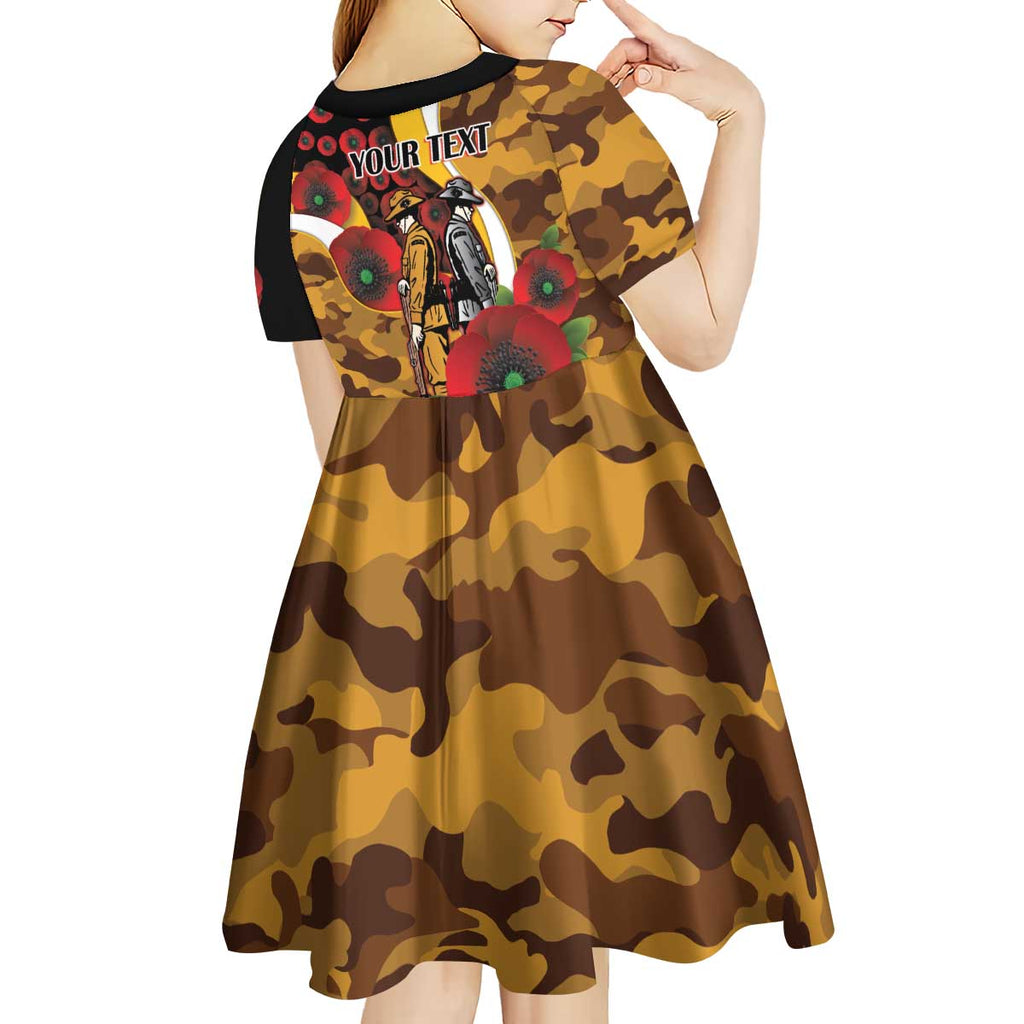 Hawthorn Hawks ANZAC Personalised Kid Short Sleeve Dress Lest We Forget Poppy Camo