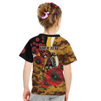 Hawthorn Hawks ANZAC Personalised Kid T Shirt Lest We Forget Poppy Camo