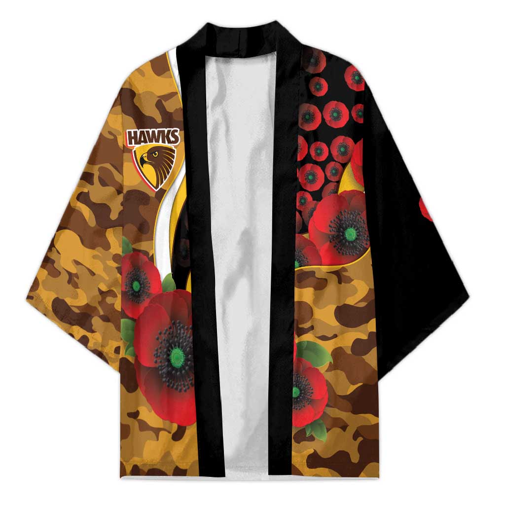 Hawthorn Hawks ANZAC Personalised Kimono Lest We Forget Poppy Camo