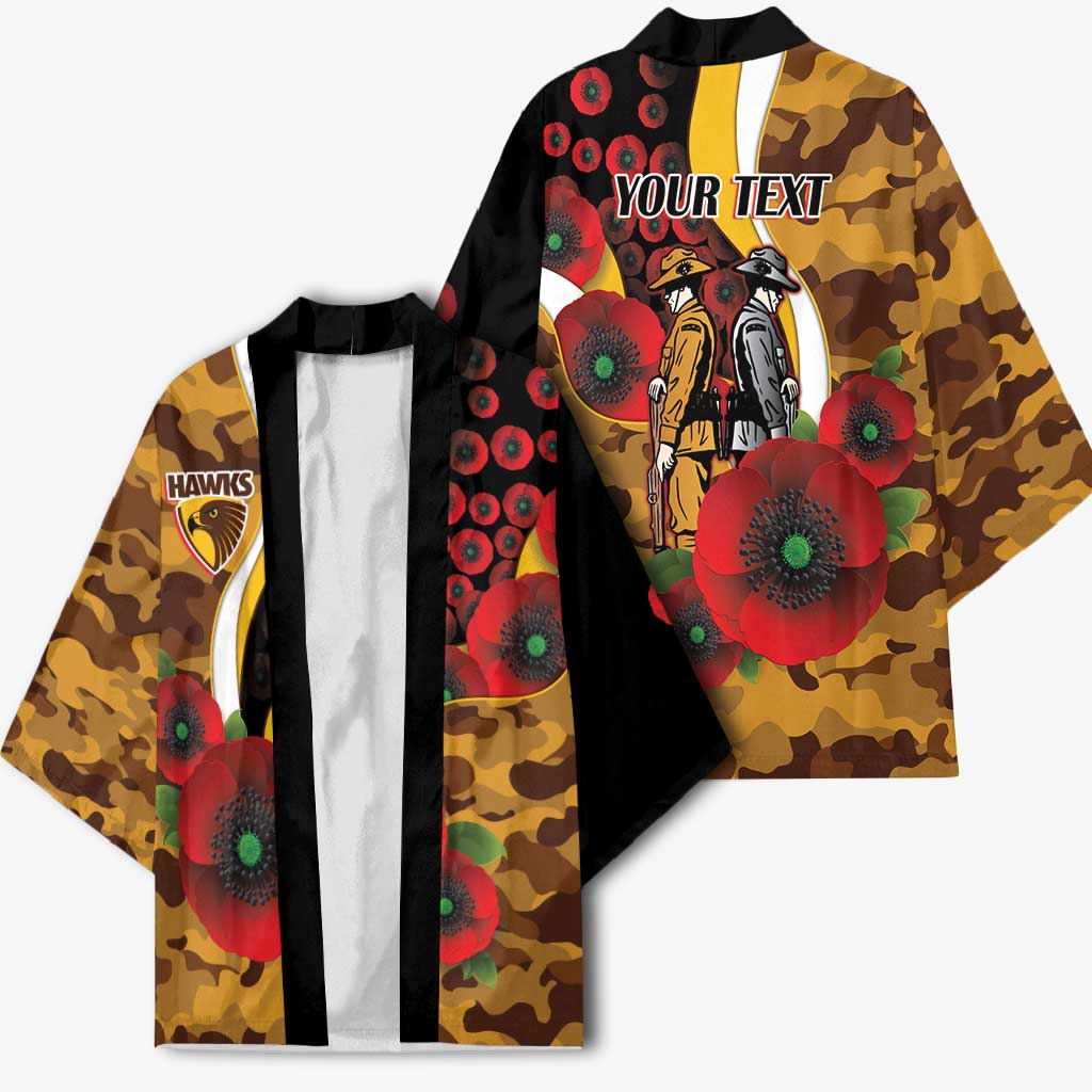 Hawthorn Hawks ANZAC Personalised Kimono Lest We Forget Poppy Camo