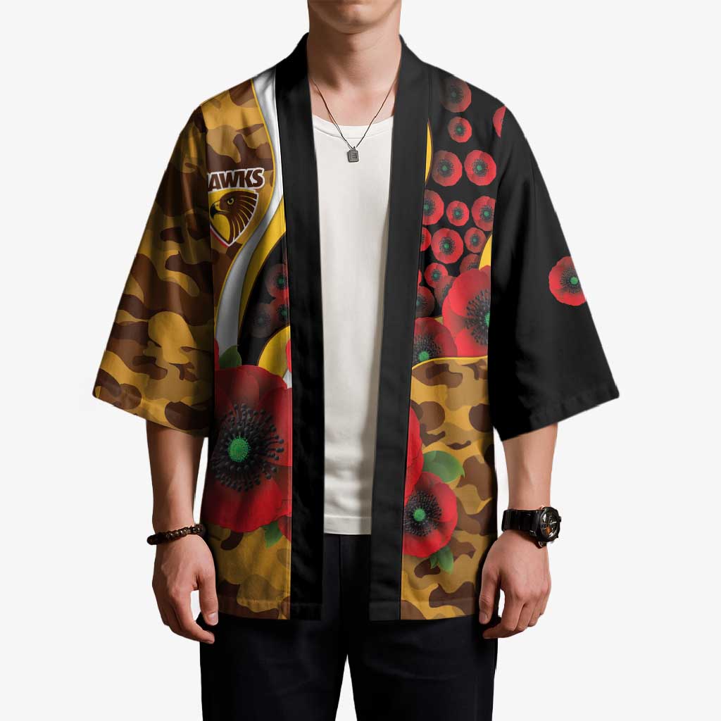 Hawthorn Hawks ANZAC Personalised Kimono Lest We Forget Poppy Camo