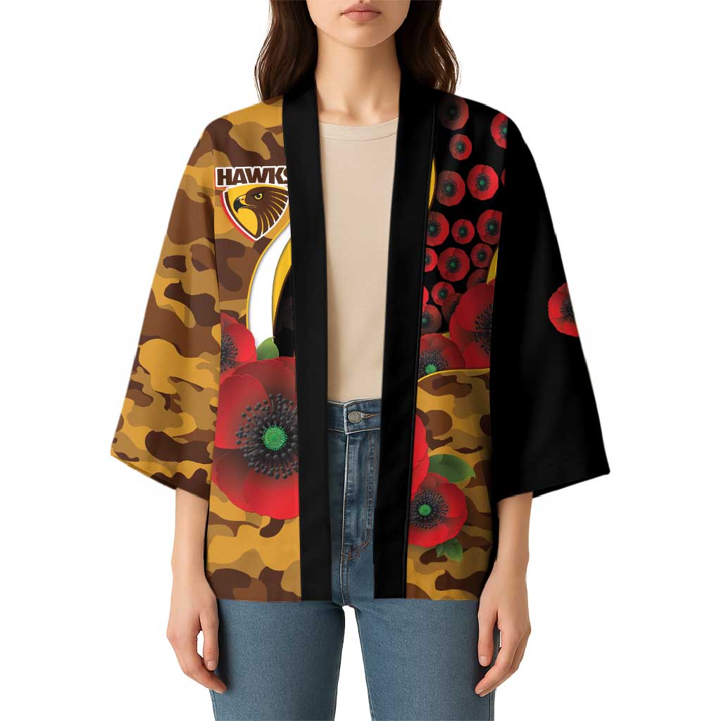 Hawthorn Hawks ANZAC Personalised Kimono Lest We Forget Poppy Camo