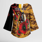 Hawthorn Hawks ANZAC Personalised Kimono Sleeve Blouse Lest We Forget Poppy Camo