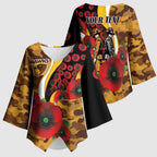 Hawthorn Hawks ANZAC Personalised Kimono Sleeve Blouse Lest We Forget Poppy Camo