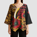 Hawthorn Hawks ANZAC Personalised Kimono Sleeve Blouse Lest We Forget Poppy Camo