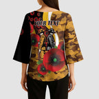 Hawthorn Hawks ANZAC Personalised Kimono Sleeve Blouse Lest We Forget Poppy Camo
