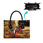 Hawthorn Hawks ANZAC Personalised Leather Bag Lest We Forget Poppy Camo