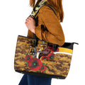 Hawthorn Hawks ANZAC Personalised Leather Tote Bag Lest We Forget Poppy Camo
