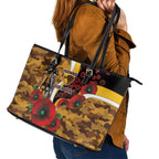 Hawthorn Hawks ANZAC Personalised Leather Tote Bag Lest We Forget Poppy Camo