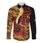 Hawthorn Hawks ANZAC Personalised Long Sleeve Button Shirt Lest We Forget Poppy Camo