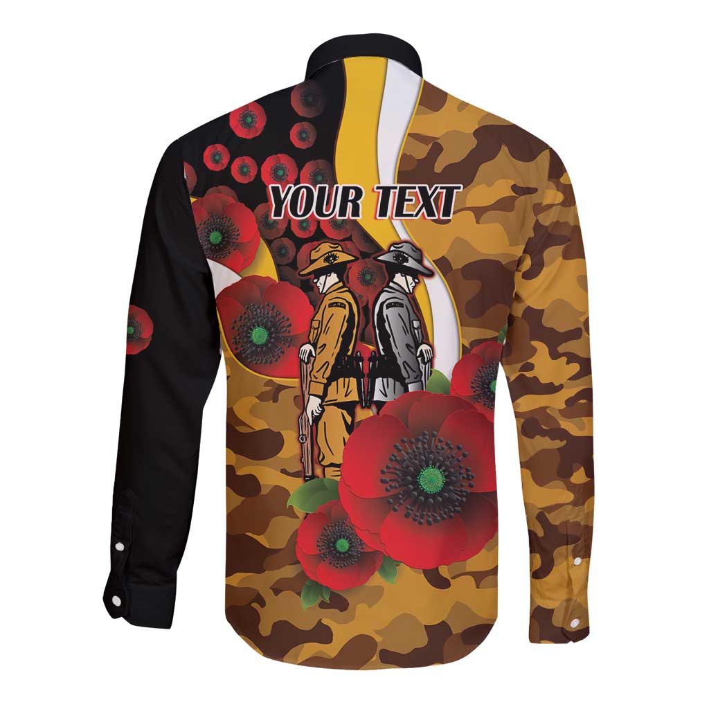 Hawthorn Hawks ANZAC Personalised Long Sleeve Button Shirt Lest We Forget Poppy Camo