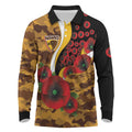Hawthorn Hawks ANZAC Personalised Long Sleeve Polo Shirt Lest We Forget Poppy Camo
