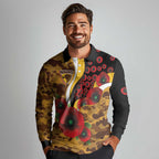 Hawthorn Hawks ANZAC Personalised Long Sleeve Polo Shirt Lest We Forget Poppy Camo