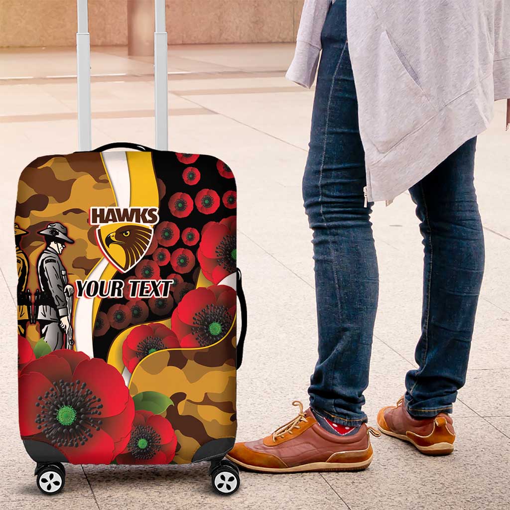 Hawthorn Hawks ANZAC Personalised Luggage Cover Lest We Forget Poppy Camo
