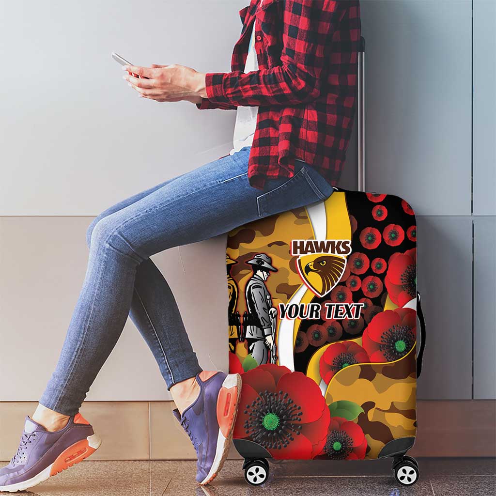 Hawthorn Hawks ANZAC Personalised Luggage Cover Lest We Forget Poppy Camo