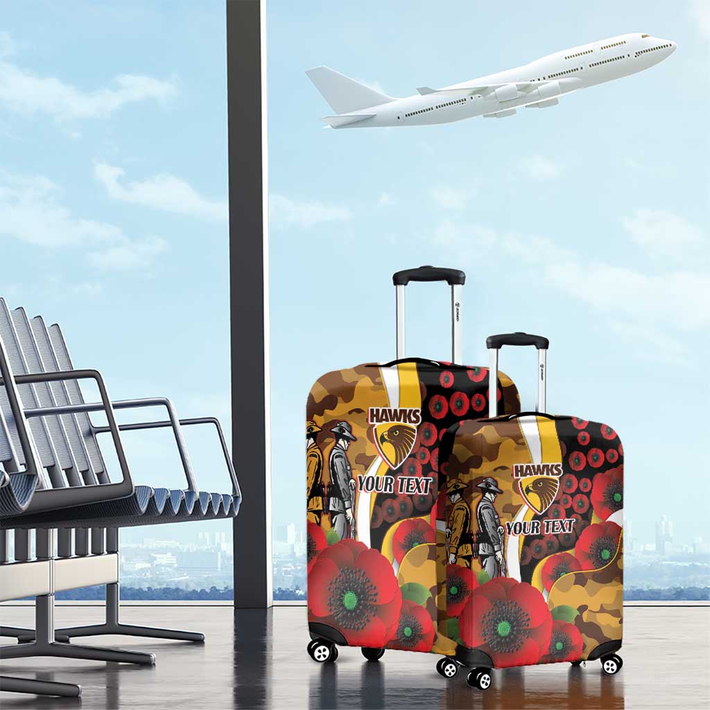Hawthorn Hawks ANZAC Personalised Luggage Cover Lest We Forget Poppy Camo