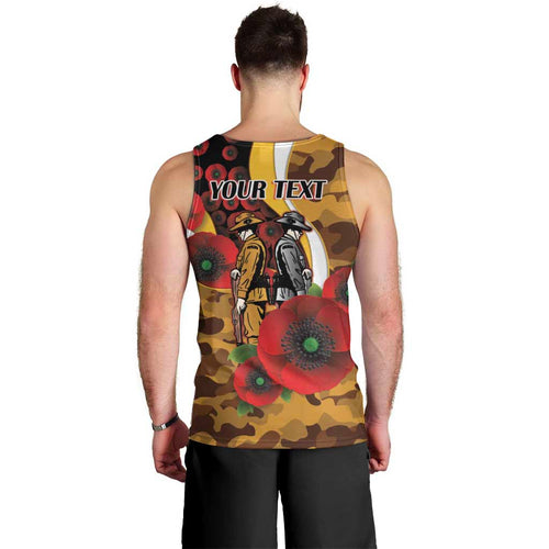 Hawthorn Hawks ANZAC Personalised Men Tank Top Lest We Forget Poppy Camo