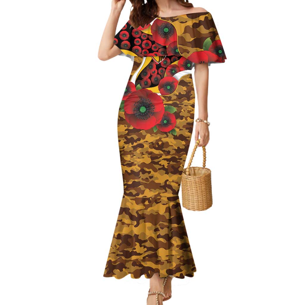 Hawthorn Hawks ANZAC Personalised Mermaid Dress Lest We Forget Poppy Camo