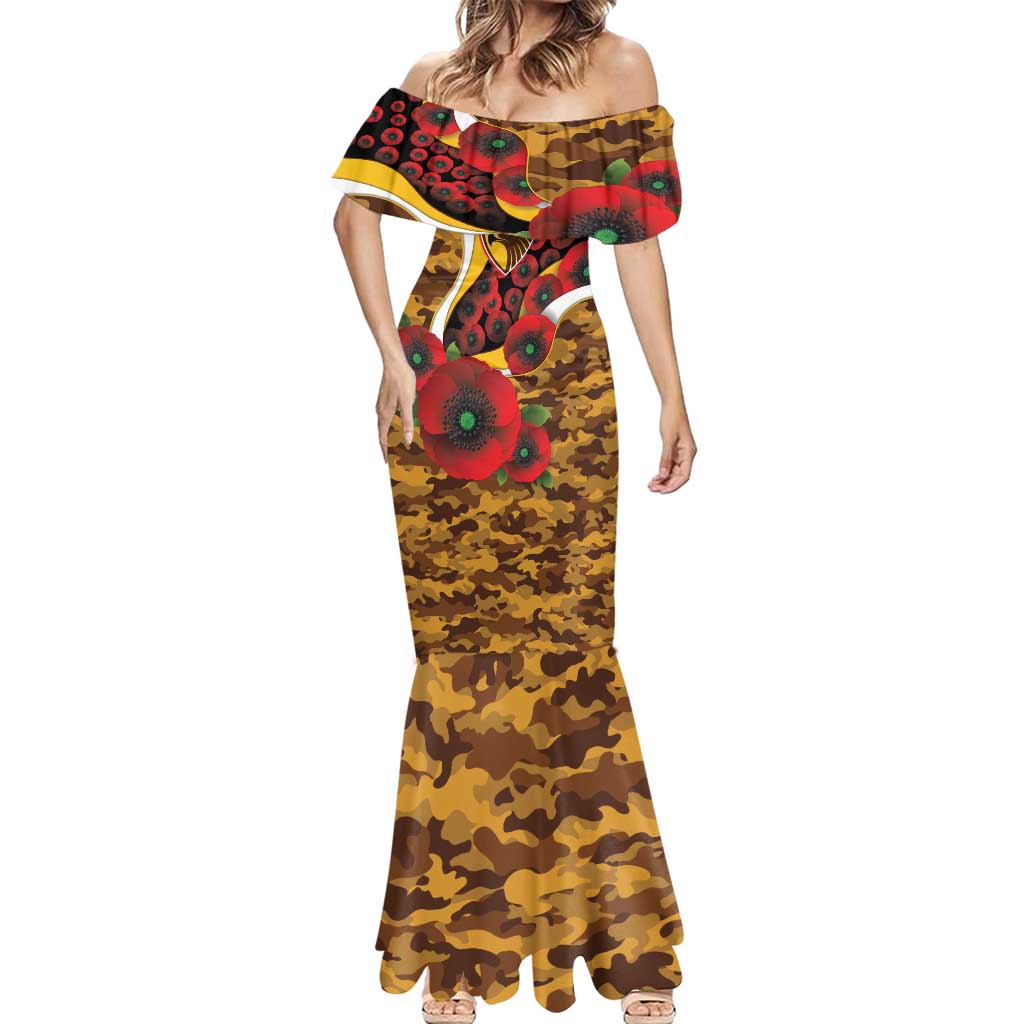 Hawthorn Hawks ANZAC Personalised Mermaid Dress Lest We Forget Poppy Camo