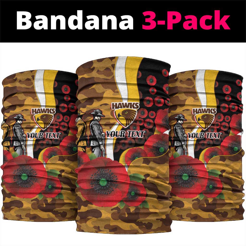 Hawthorn Hawks ANZAC Personalised Neck Gaiter Lest We Forget Poppy Camo