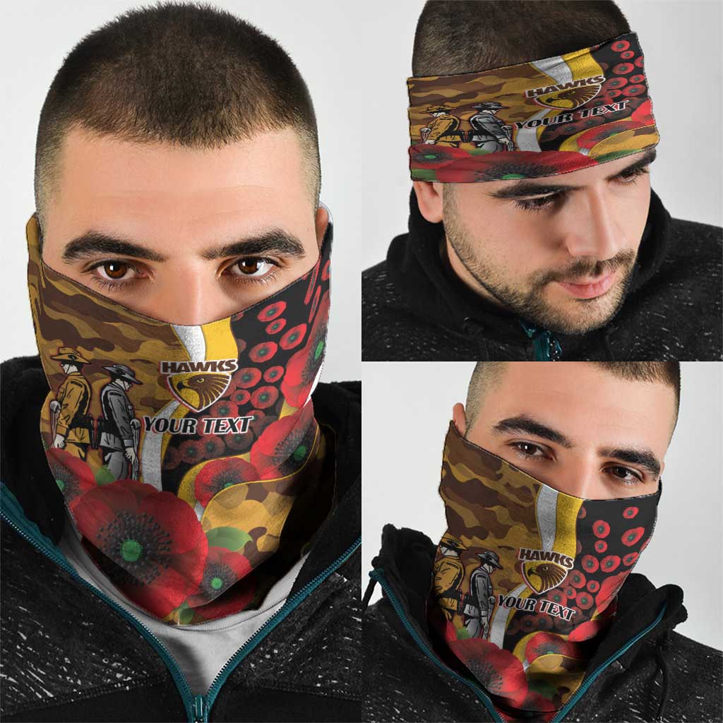Hawthorn Hawks ANZAC Personalised Neck Gaiter Lest We Forget Poppy Camo