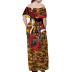 Hawthorn Hawks ANZAC Personalised Off Shoulder Maxi Dress Lest We Forget Poppy Camo