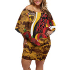 Hawthorn Hawks ANZAC Personalised Off Shoulder Short Dress Lest We Forget Poppy Camo