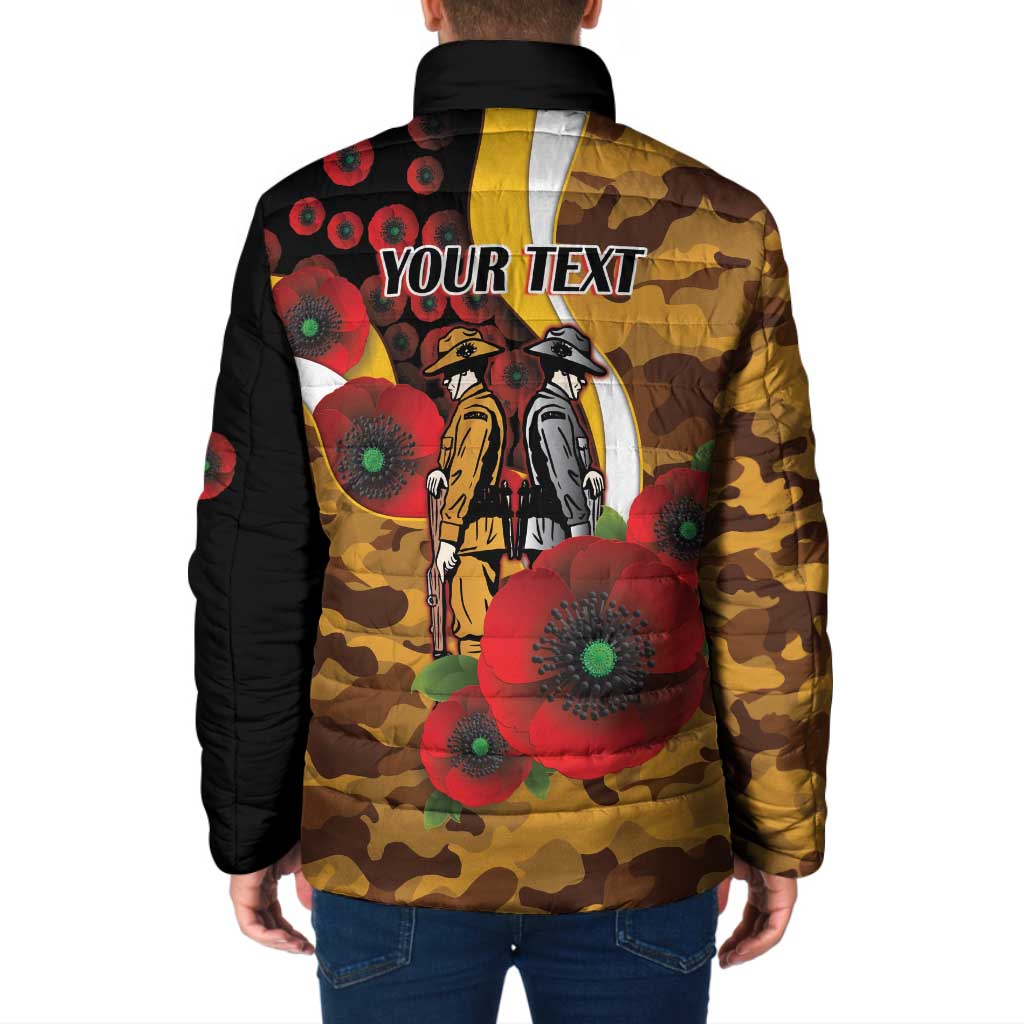 Hawthorn Hawks ANZAC Personalised Padded Jacket Lest We Forget Poppy Camo