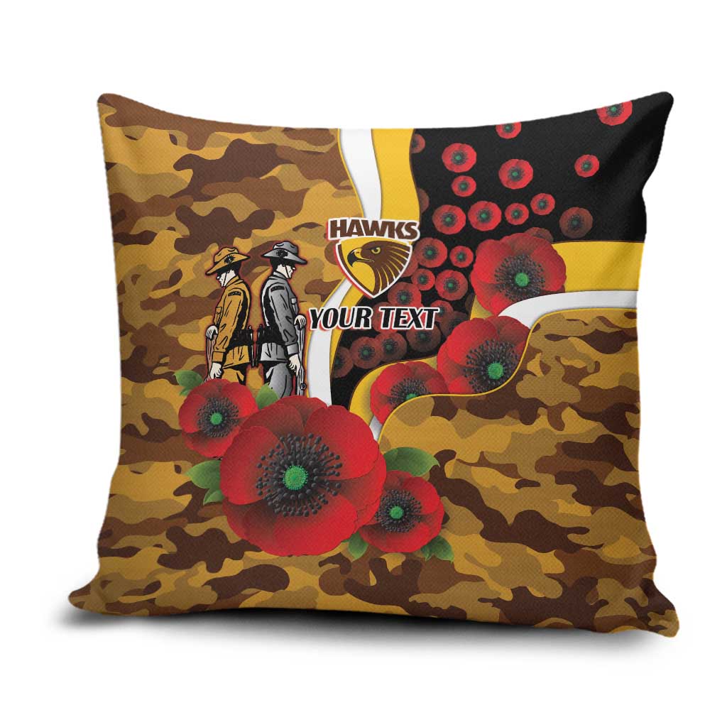 Hawthorn Hawks ANZAC Personalised Pillow Cover Lest We Forget Poppy Camo